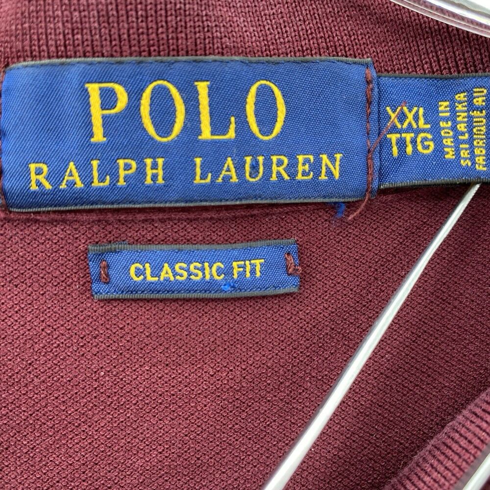 Ralph Lauren Polo Shirt Mens XXL Burgundy Stretch Classic Fit Golf Gorpcore Knit - Picture 4 of 10